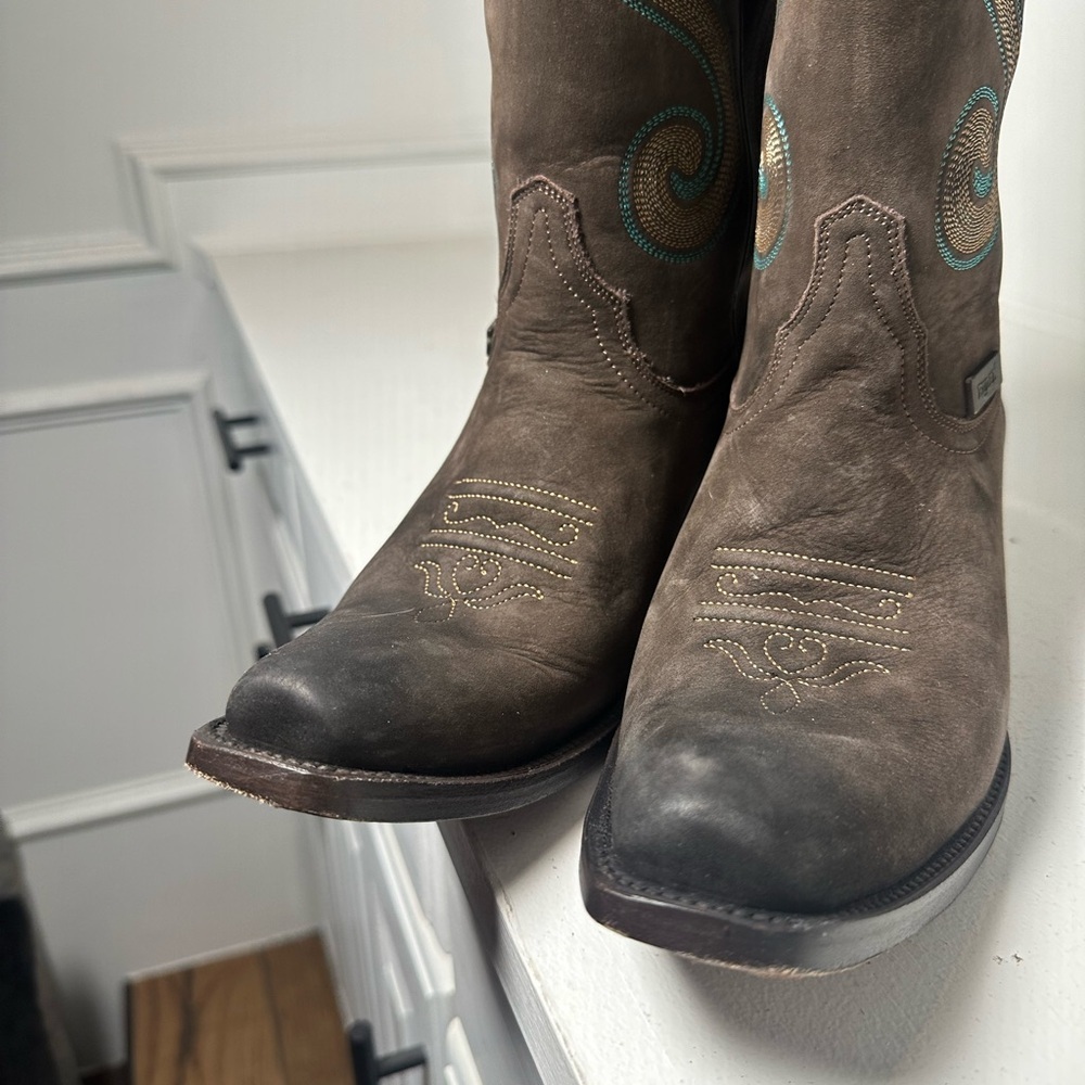 Rudel Women’s Brown Western Cowboy Boots Size 8.5 Embroidered Shaft Suede Mexico - Picture 4 of 10